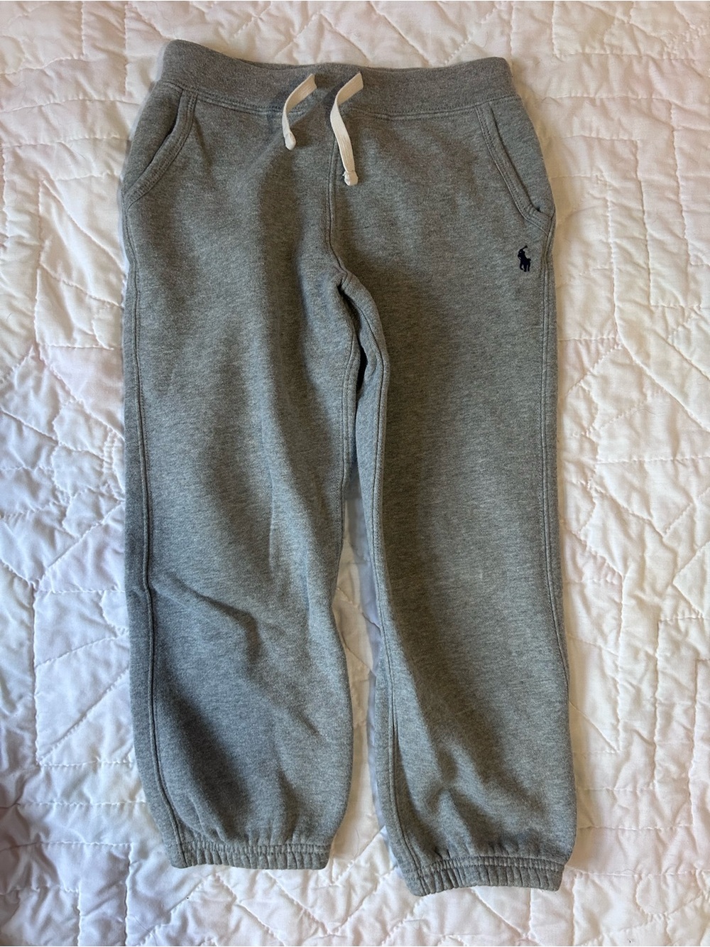 Polo by Ralph Lauren Kids Heather Gray Joggers with Navy Pony